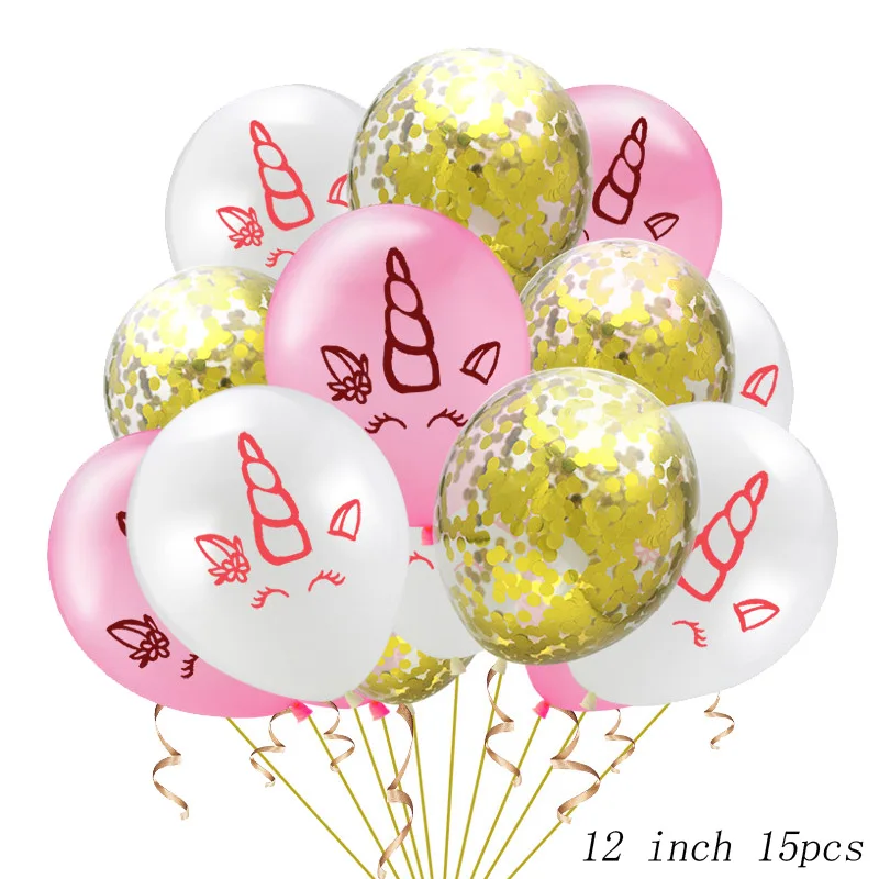 Mixed 15pcs Рождественский набор конфетти из латексных шаров с единорогом и блестками, украшение для дня рождения, свадебные украшения - Цвет: Mixed 15pcs