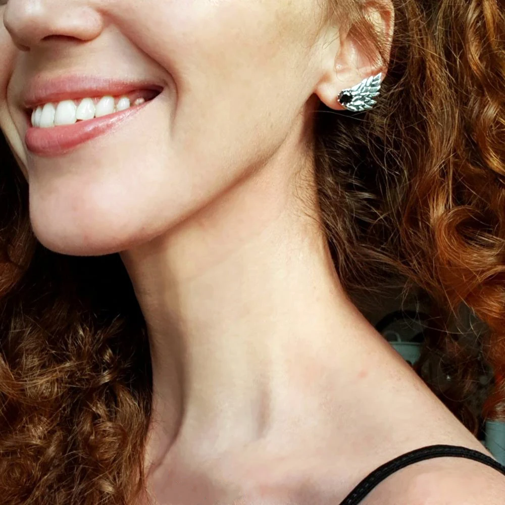 Женские серьги с перьями eManco элегантные гвоздики из стерлингового серебра 925