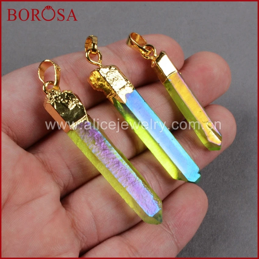 BOROSA Новые Подвески с кристаллами Aura золотистые подвески друзой зеленый Титан AB