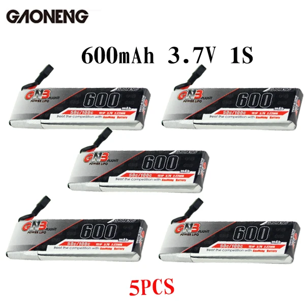 5PCS 600mAH 1S 3.7V 5 шт. аккумулятор Gaoneng GNB FPV батареи 250/260/300/450/520/600mAh 1S PH2.0 Plug Lipo Батарея для Emax Tinyhawk Kingkong LDARC крошечные - Цвет: 5PCS 600mAH 1S 3.7V