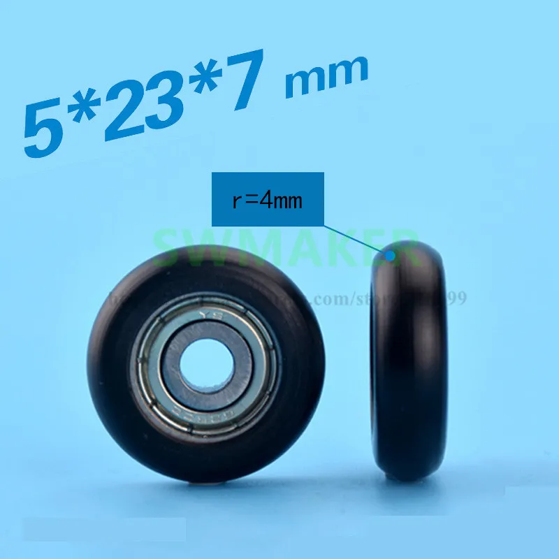 

SWMAKER R type Black 5*23*7mm plastic nylon package pulley with 625 bearing for 3D printer Flat roller wheel
