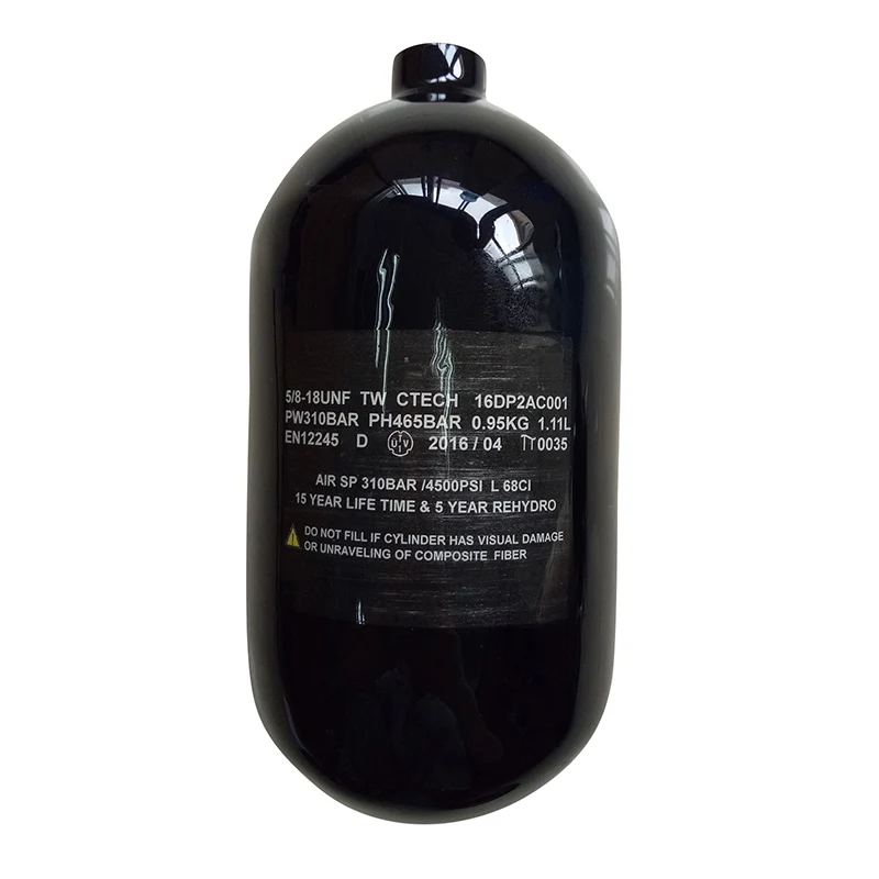 SPUNKY Пейнтбол 68Ci 1.1L hp Воздушный бак из углеродного волокна 5/8 ''-18UNF с EN/DOT сертифицирован