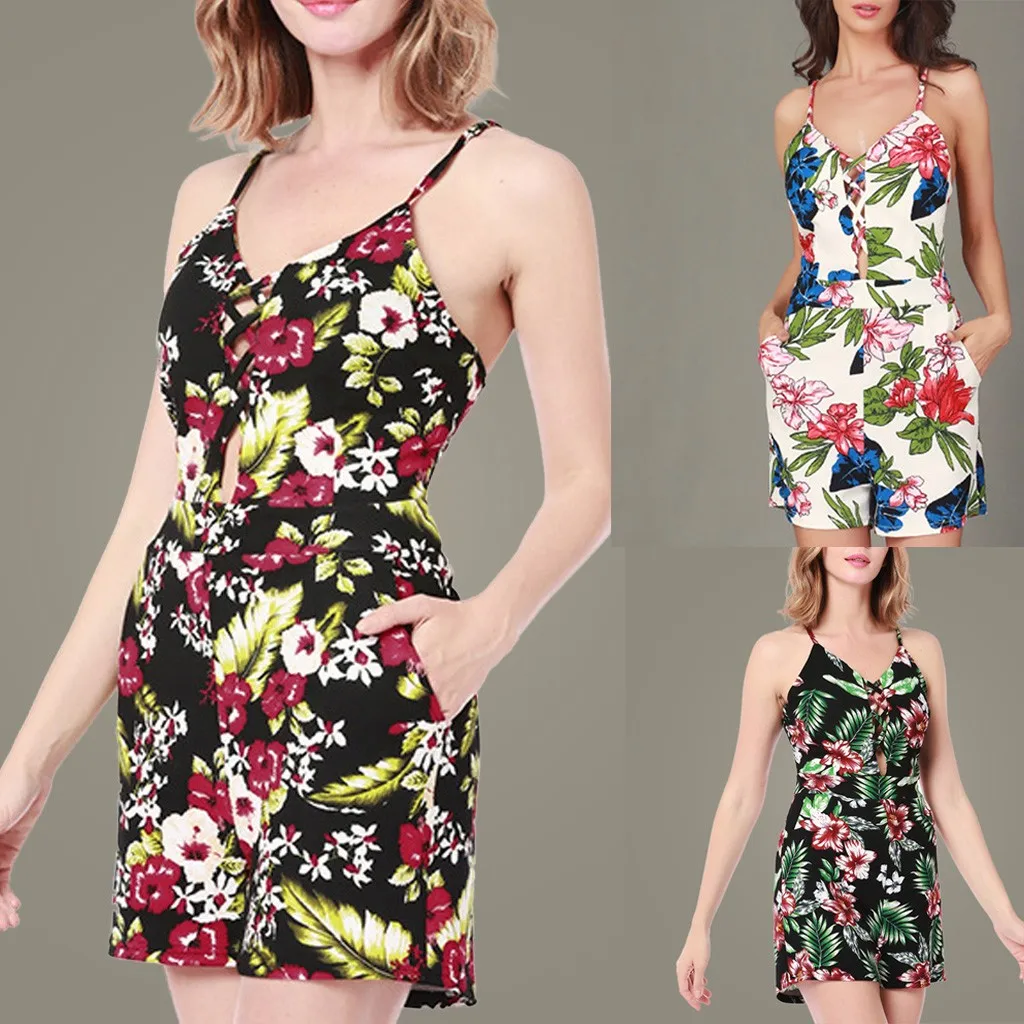 Женский модный прямой свободный топ с v образным вырезом мини комбинезон