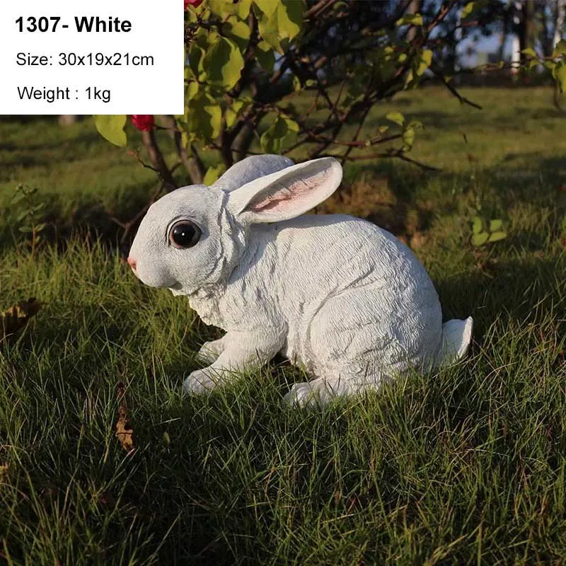 1307-White Милый Искусственный Кролик, украшение для дома, гостиной, украшения для сада, газон, кролик, скульптура, ремесла, миниатюрные фигурки животных, подарок - Цвет: 1307-White