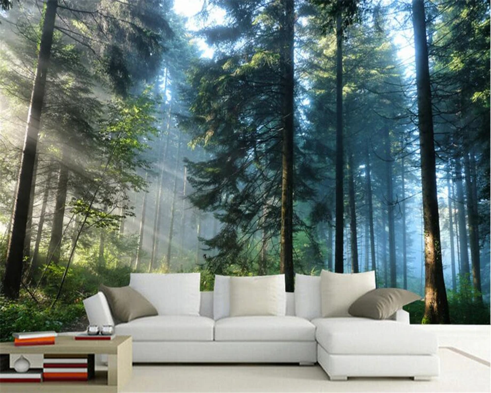 

Beibehang Custom Wallpaper Living Room Bedroom Mural HD Green Trees Landscape TV Background Wall Murals 3d wallpaper for walls
