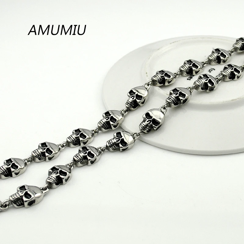 Мужская цепочка с черепом AMUMIU из нержавеющей стали 60 см 10 мм ювелирное изделие в