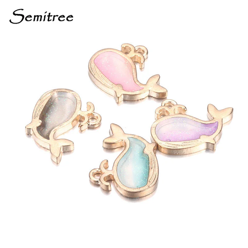 Купи Semitree 10pcs/lot Cute Animal Baby Whale Charms Pendant Gradient Bling Charm for DIY Jewelry Making Findings Crafts Accessories за 133 рублей в магазине AliExpress