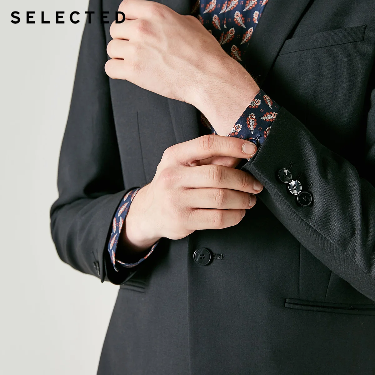Выбранные Для Мужчин's Однотонная одежда Slim Fit из смесовой шерсти блейзер T |