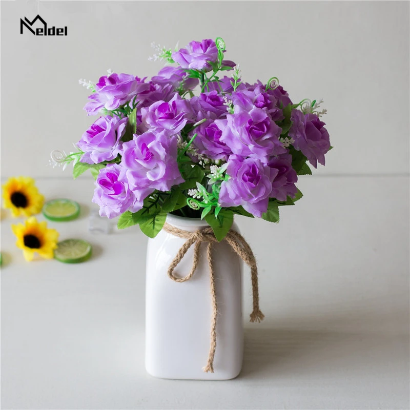 Meldel Искусственные цветы 30 см Высокое качество шелковые розы цветочный букет для