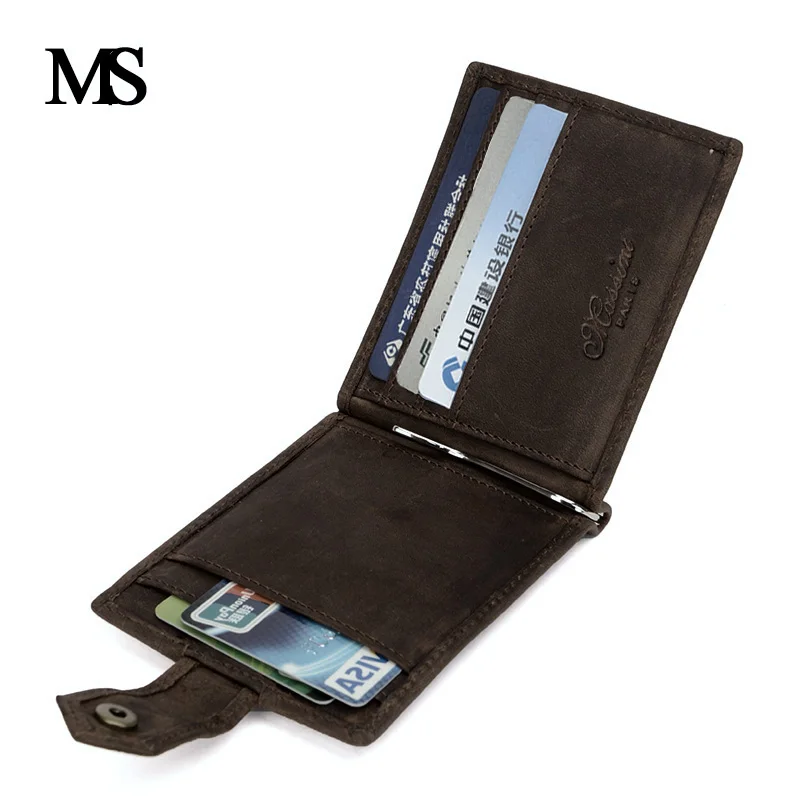 MS новинка 2018 мужской мини кошелек из натуральной кожи на молнии с отделением для