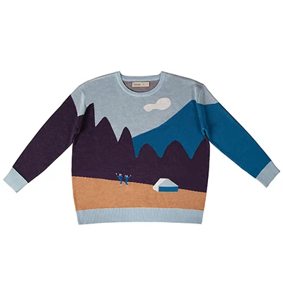 mountain sweater YIZISToRE/оригинальные повседневные свободные вязаные свитера с длинными рукавами для девочек и мальчиков, серия пейзажей, Осень-зима г.(FUN KIK - Цвет: mountain sweater