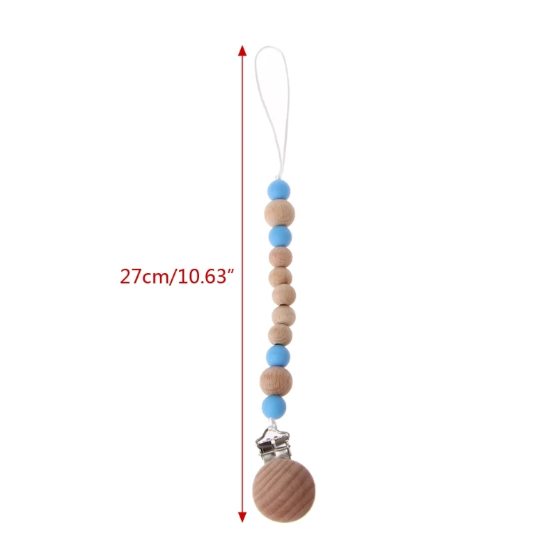 

Baby Dummy Chain Silicone Wood Pacifier Clips Dummy Clip Newborn Teether Toy