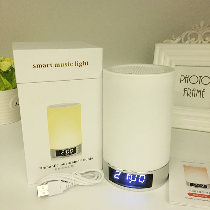 Сенсорный затемняющий будильник часы динамик Топ прикроватная Маленькая ночная