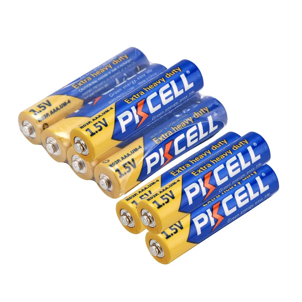 8 шт./лот Pkcell AAA аккумулятор 1 5 В R03P тяжелые цинковые карбоновые 3А батареи для