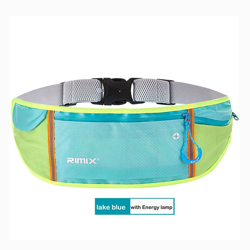 lake blue RIMIX Водонепроницаемый бега спортивная сумка на поясном ремне с светодиодный светильник держатель телефона поясная сумка карман для Пеший Туризм Восхождение пробежки марафон велосипед - Color: lake blue