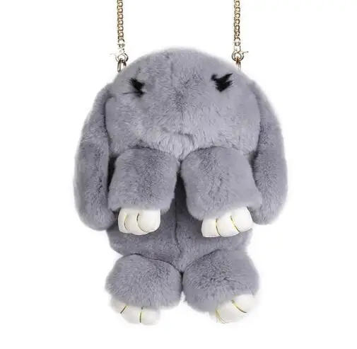

bandolera mujer Rabbit fur leather chain bag female models new winter grass bag diagonal shoulder bag rabbit cute bag