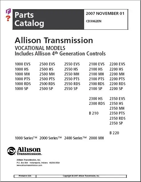 Allison Запчасти для трансмиссии каталог|parts catalog|catalog parts |