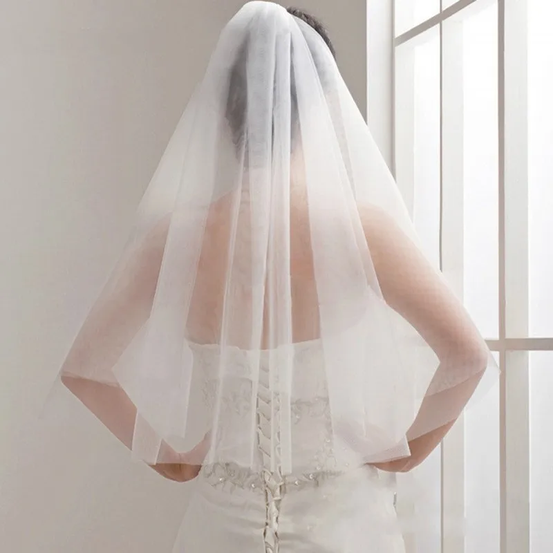 Simple Two Layer White Tulle Short Wedding Bridal Veils 2016 wedding accessories casamento velos de novia | Свадьбы и торжества