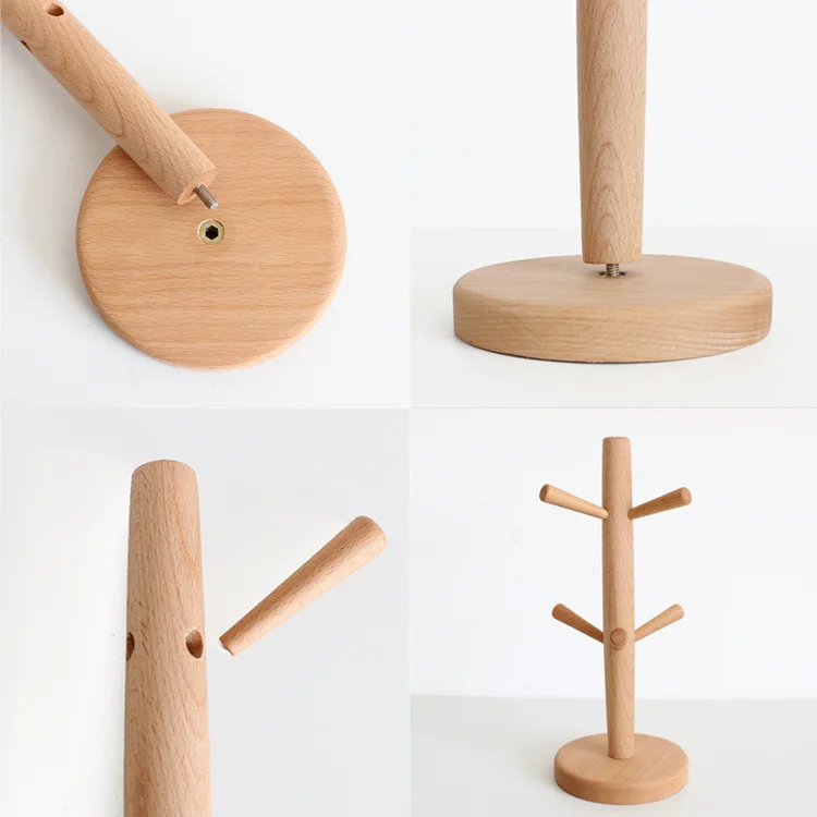 Zakka six - claw mark cup holder kitchen living room beech wooden hanger furniture free shipping 2pcs | Дом и сад