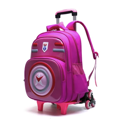 6 wheels 3D водонепроницаемый багаж от 5 до 10 лет, школьная сумка на колесиках, студенческий рюкзак, повседневный чемодан, детский дорожный рюкзак с колесиками - Цвет: 6 wheels
