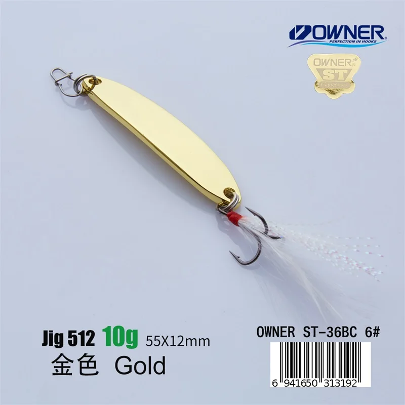 Gold 10g Feather APADA джиггинг 512 меч владелец тройной крючок+ перо 10 г 55 мм рыболовные приманки для бас Многоцветный Металлический цинковый сплав - Цвет: Gold 10g Feather