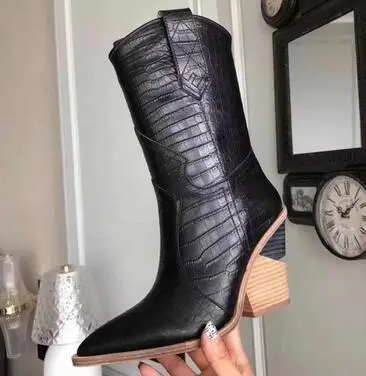 black short boots Prova Perfetto; Новинка; ботинки для подиума в клетку с тиснением; женские сапоги до колена с острым носком на необычном высоком каблуке; модные женские ботинки «Челси» - Цвет: black short boots