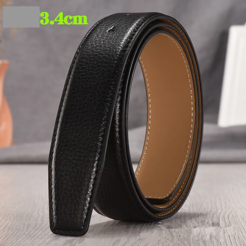 Black 3.4cm VOHIO 2,8 см ширина мужские кожаные ремни без пряжки ремень тело красный черный cowather гладкие дизайнерские ремни для мужчин и женщин Ремни 2,4 см - Цвет: Black 3.4cm