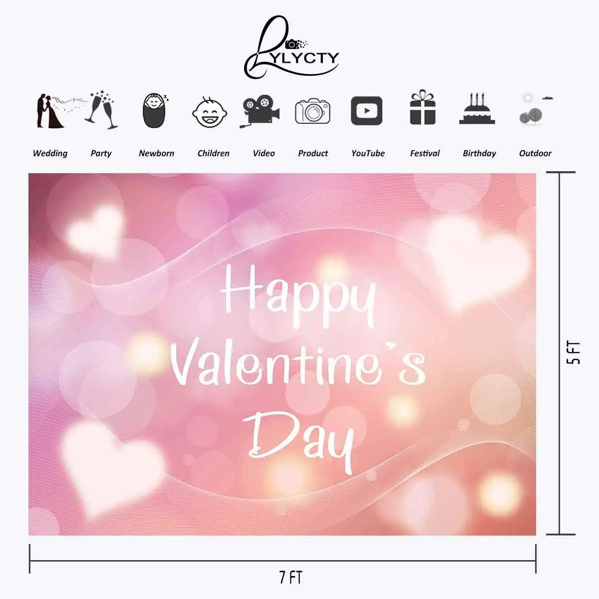 7x5ft Valentine's Day Backdrop Warm Romantic Photography Background and Party Props | Электроника