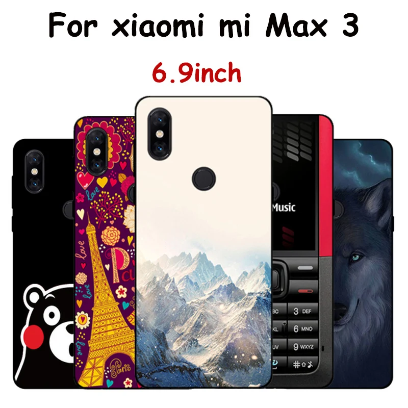 6 9 &quotMi Max 3 силиконовый чехол для xiaomi mi из ТПУ с рисунком мультфильма задняя крышка