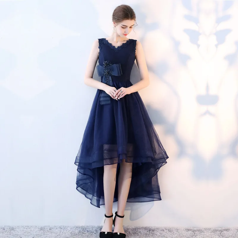 Vivian's Bridal 2018 Высокая Низкая Женская вечернее платье пикантное асимметричное с v