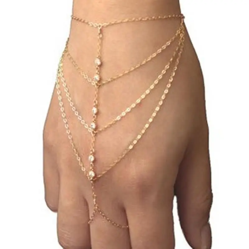 Punk Harness Gold Slave Hand Finger Bracelets &amp Bangles For Women Juegos Del Hambre Wholesale Jogos Vorazes Multi Chain | Украшения и