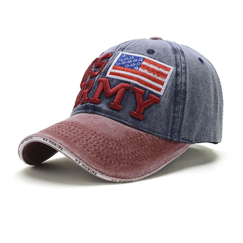 

10pcs Lot Embroidery Letters Audlt Flag Baseball Hat With Adjustable Buckle Canvas Sun Hat DOMIL1297