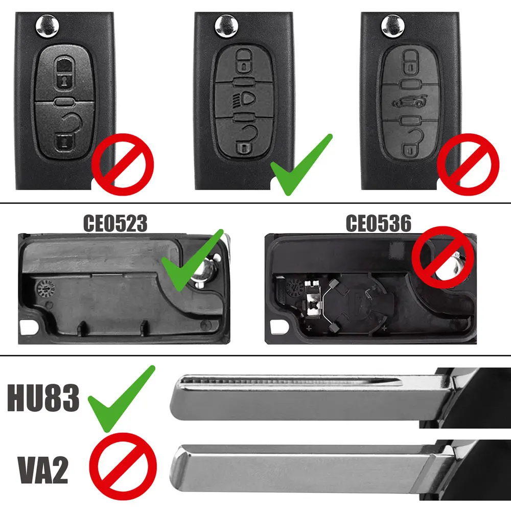 OcioDual CE0523 HU83 Light 3 кнопки чехол для выкидного ключа Peugeot 206 207 306 307 308 407 607 806 Citroen C2 C3 C4 C5