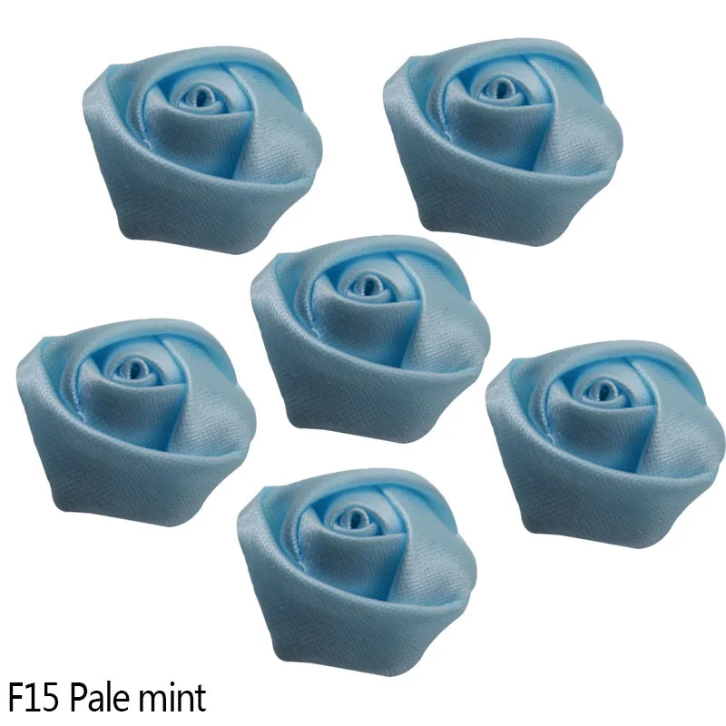pale mint 10 шт., 2 см, Мини атласная розовая лента, розочки, тканевый цветок, сделай сам, ручная работа, розы, цветы для дома, свадебные украшения, скрапбукинг, ремесло - Цвет: pale mint