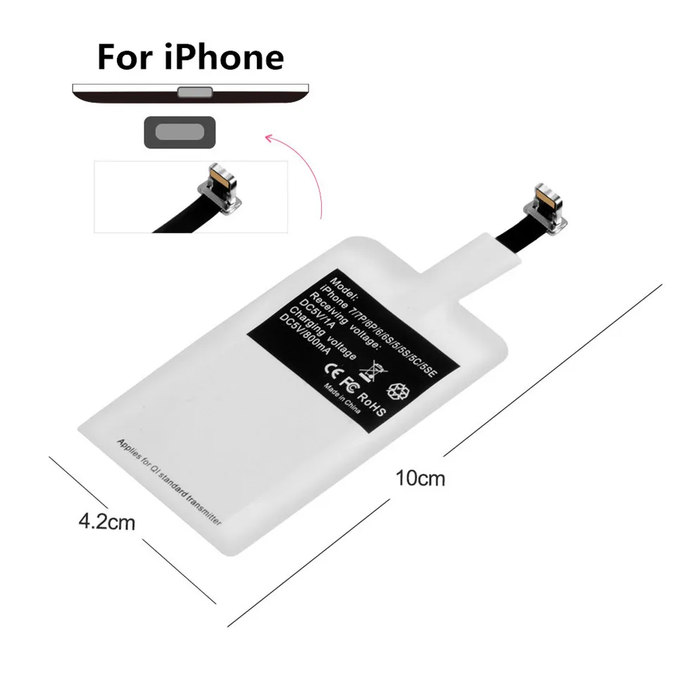 For iPhone Receiver 5V2A Qi Беспроводное зарядное устройство для samsung S8 S9 Plus S7 Note 8 Беспроводное зарядное устройство для iPhone X 8/8 Plus ультра-легкий мобильный зарядный коврик - Тип штекера: For iPhone Receiver