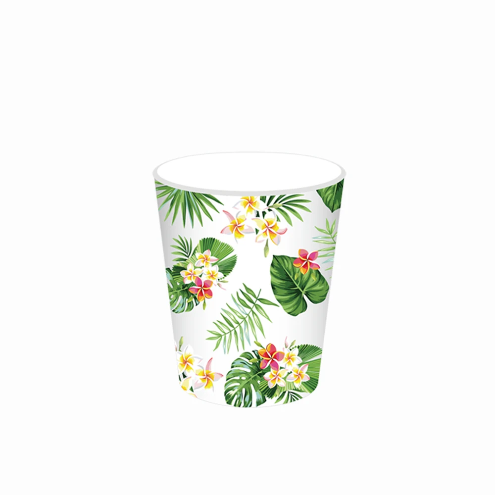 48 шт Летние Гавайские вечерние одноразовые чашки Посуда зеленые листья цветы для