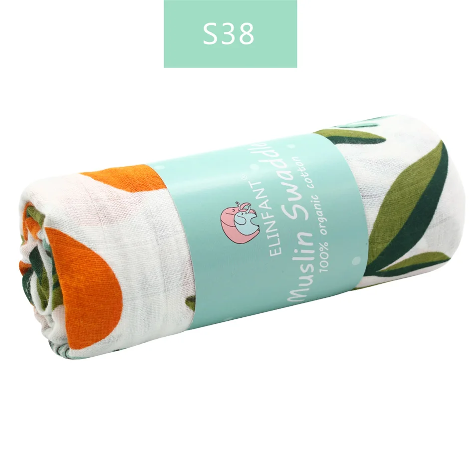 S38 Elinfant муслиновые хлопковые пеленки моющиеся детские блэнкеты для новорожденных детские одеяла черные и белые марлевые банные полотенца - Цвет: S38