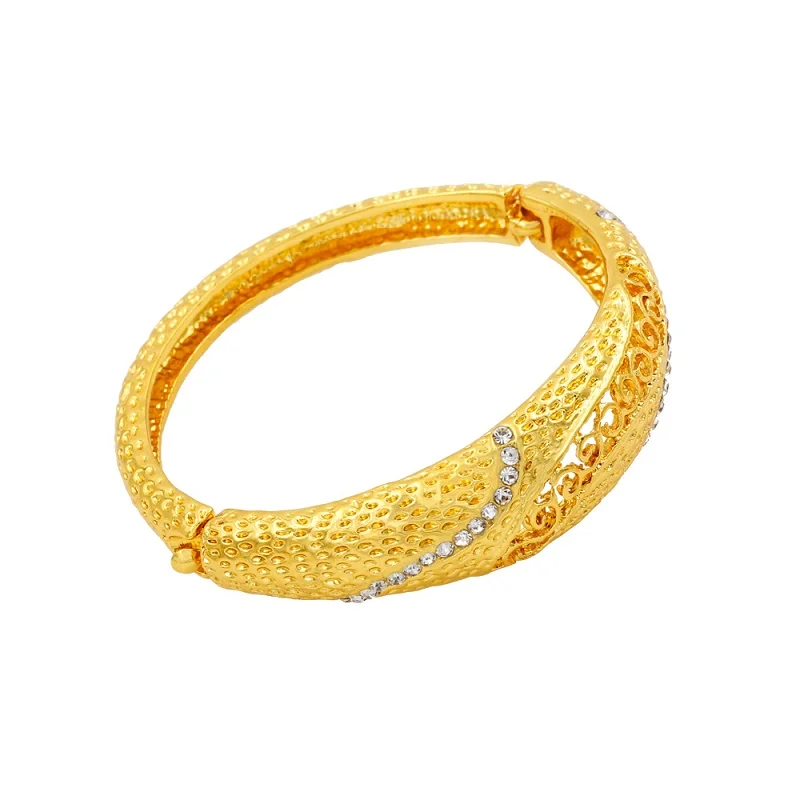 Африканские модные женские 24 Золотые Ювелирные наборы хрустальное ожерелье