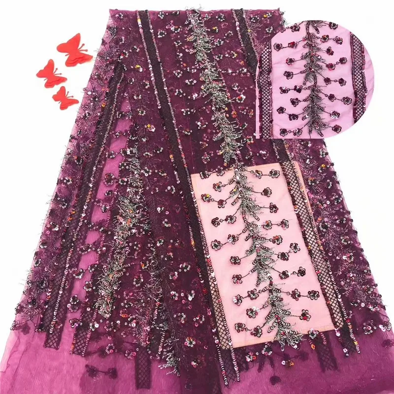 Кружевная ткань с 3D блестками в африканском стиле черное кружевное Тюлевое