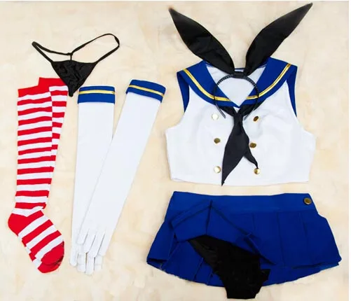 Аниме Kantai collection Сейлор Костюм Shimakaze Косплей Полный комплект|shimakaze cosplay|cosplay