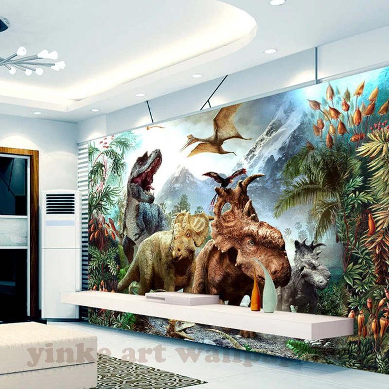 

Custom 3D Mural Wallpaper 3d stereoscopic dinosaur cartoon mural Children's Room Bedroom Photography Backdrop 3D Kids Wallpaper