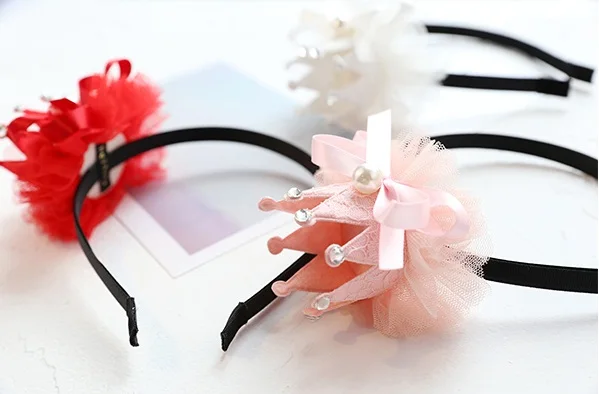 

Boutique 12pcs Fashion Glitter Gemstone Tiaras Hairbands Solid Floral Lace Crown Hard Headbands Princess Headwear