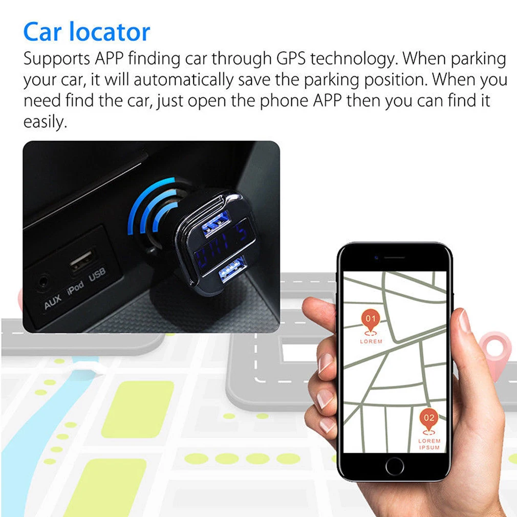 Автомобильный gps трекер локатор устройство слежения в реальном времени двойной USB зарядное устройство вольтметр