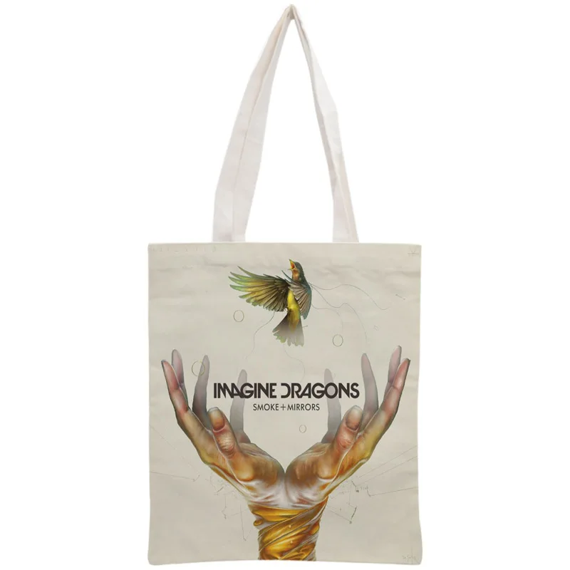 Bolso de mano personalizado Imagine Dragons para mujer, bolso de mano reutilizable, plegable de hombro, de lona, 30x35cm, envío directo