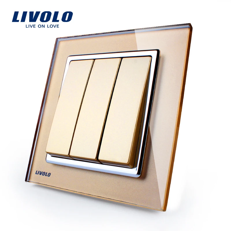Новый кнопочный выключатель Livolo панель из прозрачного стекла настенный
