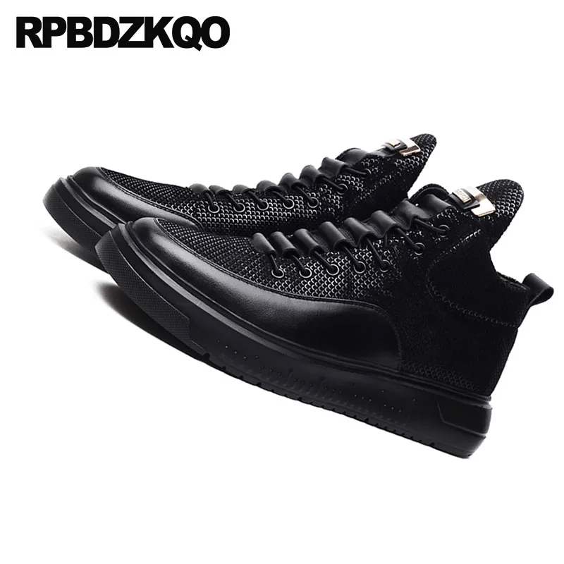 Cow Skin High Top Luxury Trainers Men Winter Skate Sneakers Designer Shoes China Genuine Leather Creepers Black Platform Quality |