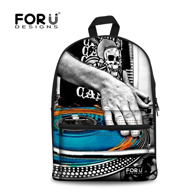 FORUDESIGNS/для женщин рюкзак Панк DJ музыка печати рюкзаки для подростков обувь девочек и мальчиков проигрыватель дизайн Mochila Feminina - Цвет: Цвет: желтый