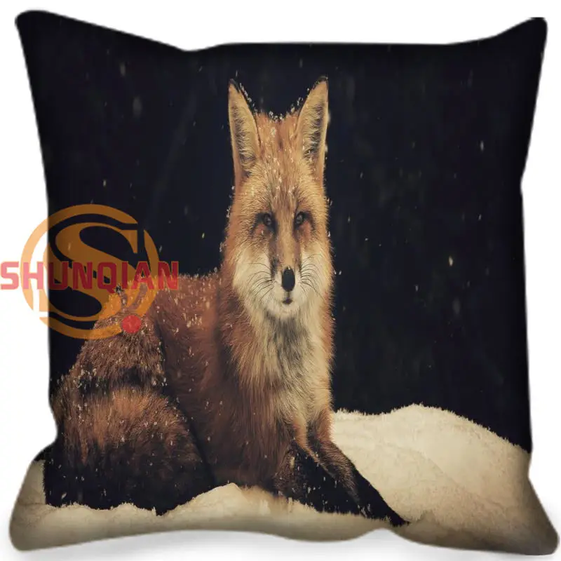 

Unique Design fox Style throw Pillowcase Square Zippered Pillow Cover Custom Gift 35x35cm 40x40cm