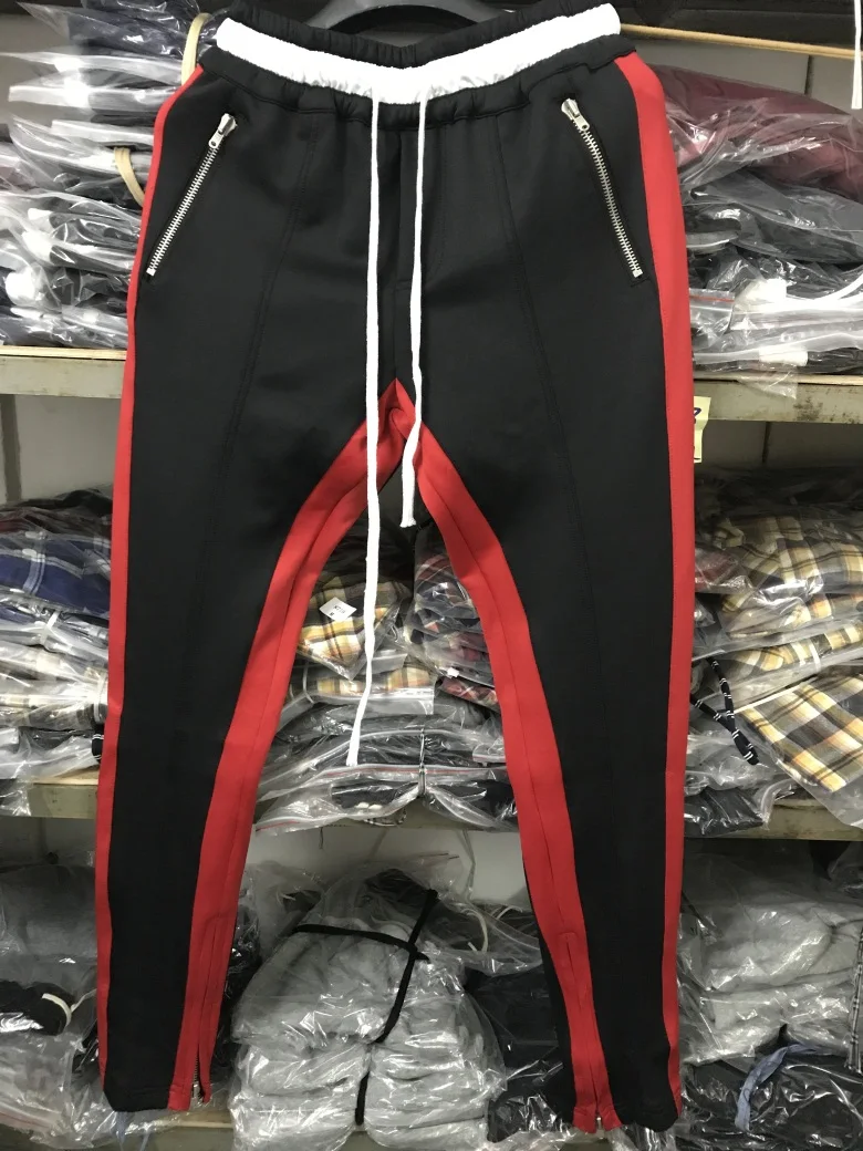 Черный. Уличный новый стиль белые штаны на молнии модная городская одежда в стиле