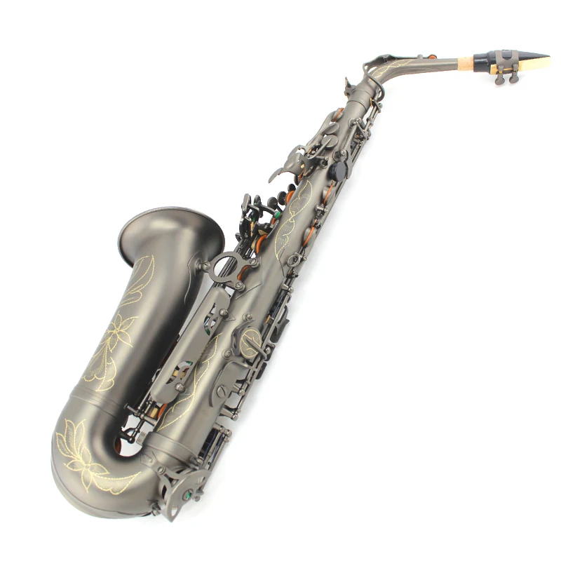 Настройте ваш логотип альт саксофон матовый черный никель ЗОЛОТО Eb Sax жемчужные